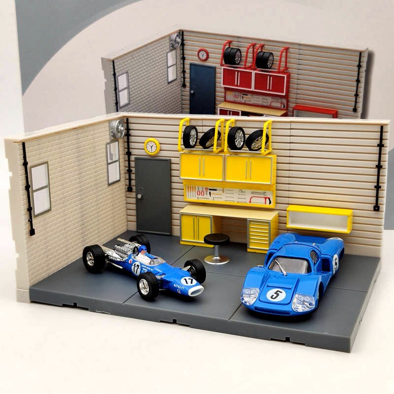 1/2/4 PCS 1/43 Scale Aurora Garage Diorama Scene Model Kit - Miniature Car Display Stand for Collectors (Model Cars Not Included) - Perfect for Model Car Shows, Home Decor & Collector Displays