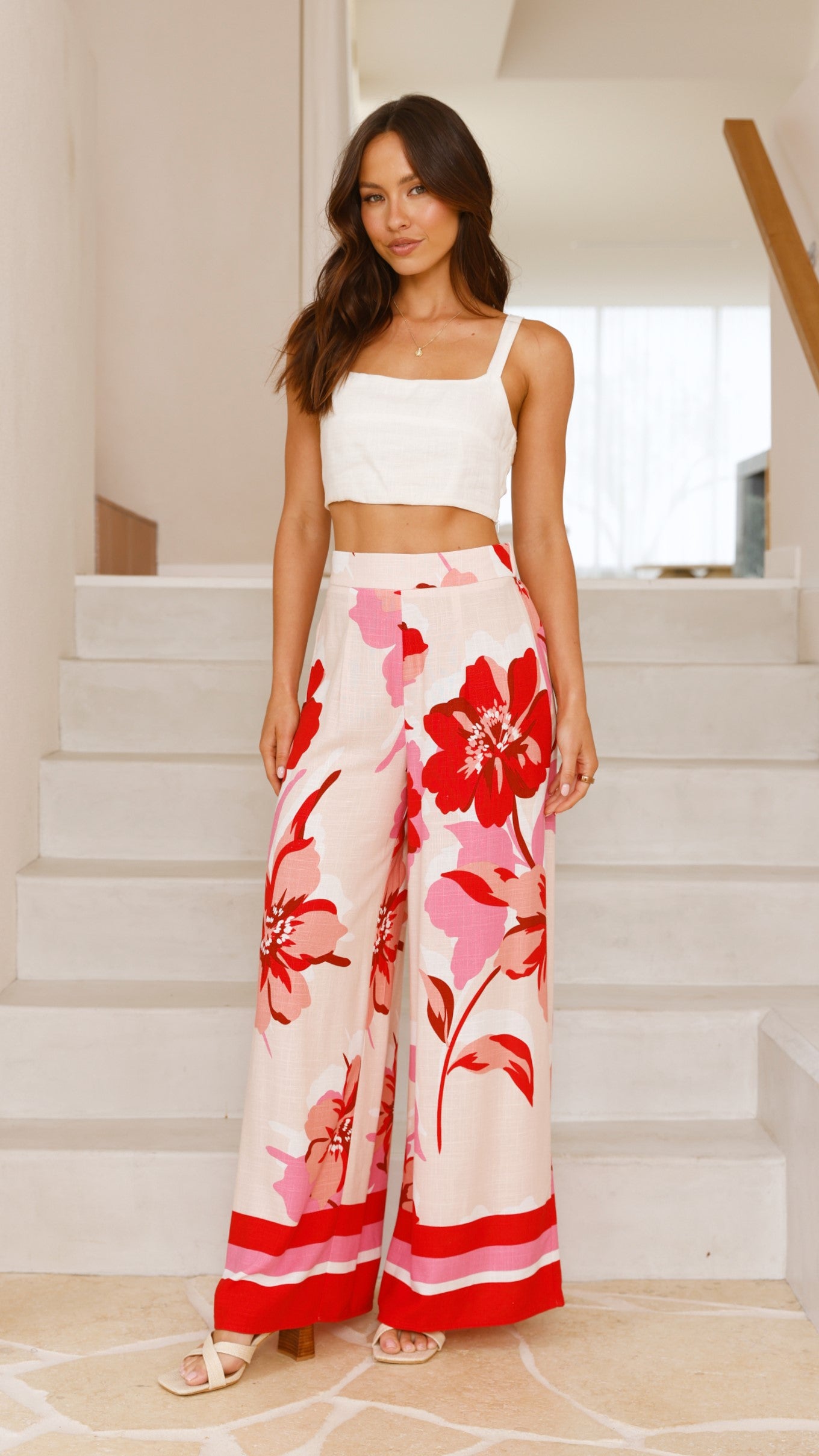 Aurelia Pants for Women - Floral Rosabel Print High Waisted Trousers | Comfortable Stretch Fabric for Work, Office & Casual Wear
