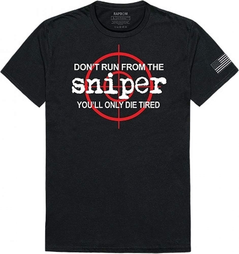 Tactical Sniper Graphic T-Shirt - Black - Size S | Men's Military Style Tee for Outdoor, Airsoft & Range Training