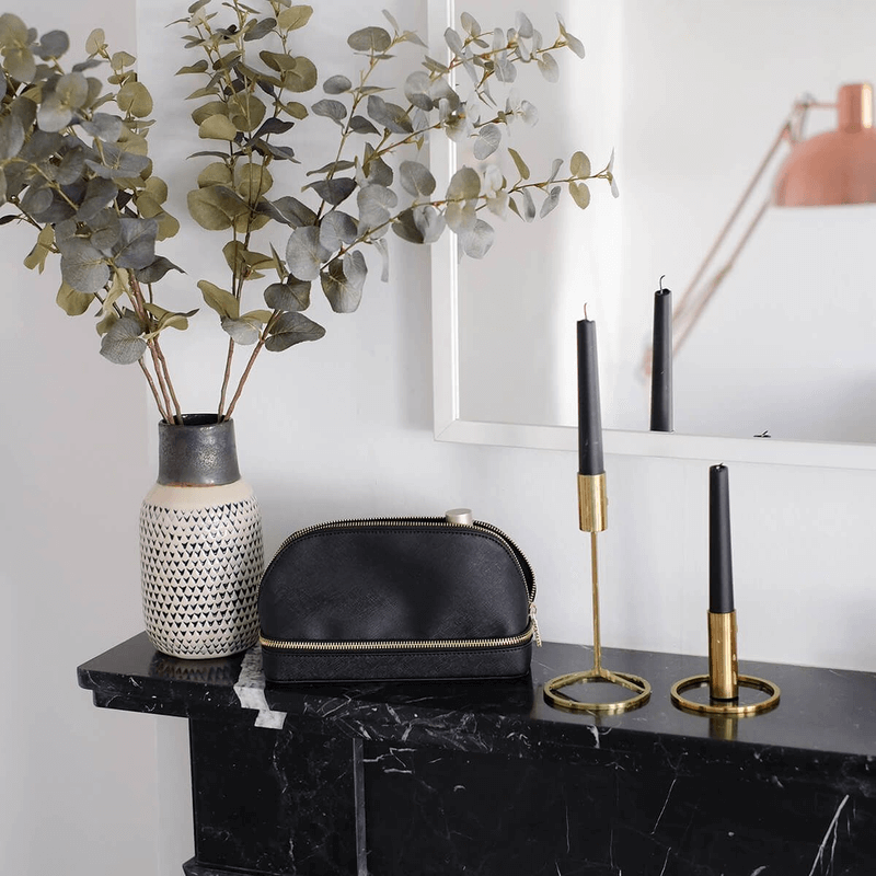 Black Stackable Makeup Organizer Bag - Perfect for Travel, Gym & Daily Cosmetics Storage