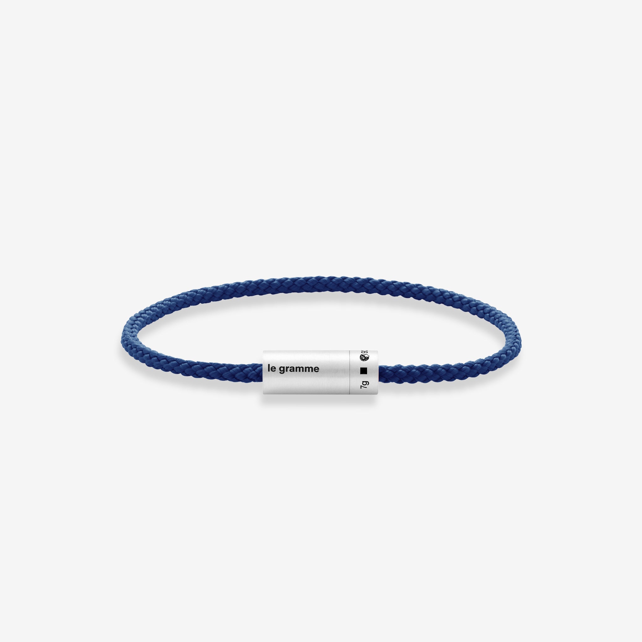 7g Brushed Sterling Silver & Blue Polyester NATO Cable Bracelet for Men - Durable Military Style Wristband for Outdoor, Casual & Formal Wear