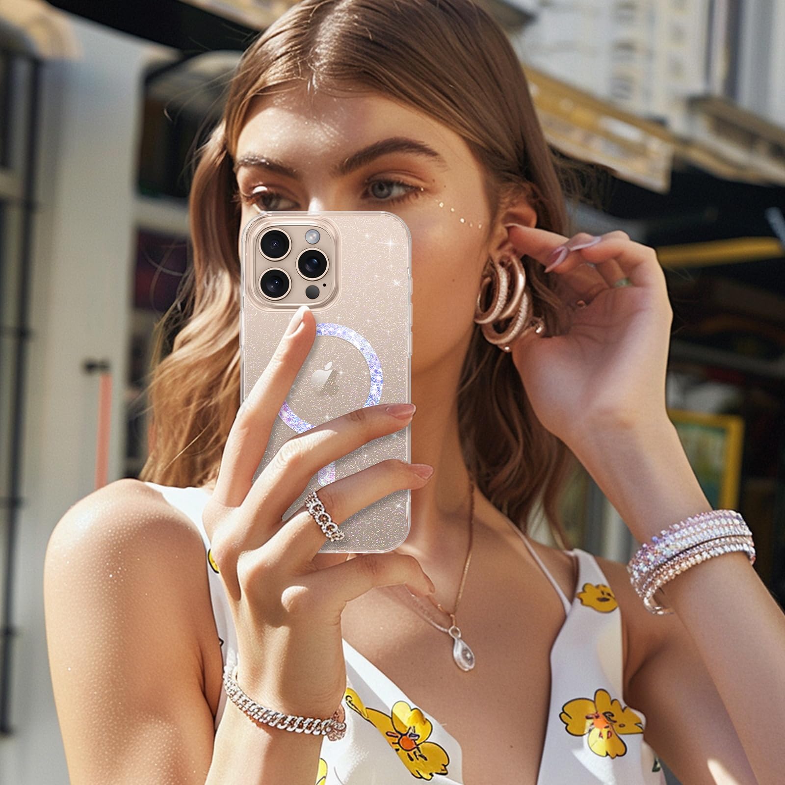 Magnetic Glitter Shining Case for iPhone 16 Pro Max (6.9