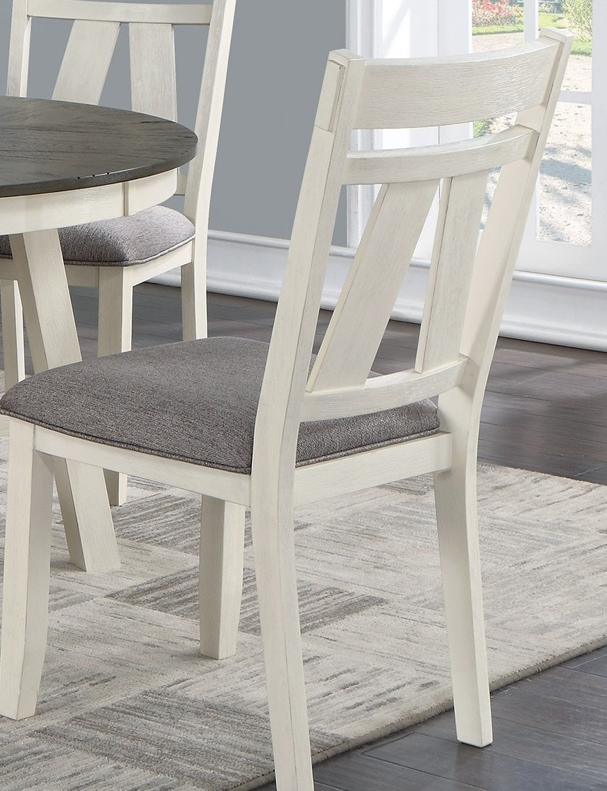Modern Gray Fabric Dining Chairs Set of 2 - White Wooden Frame with Clean Lines - Perfect for Kitchen, Dining Room, or Breakfast Nook Seating