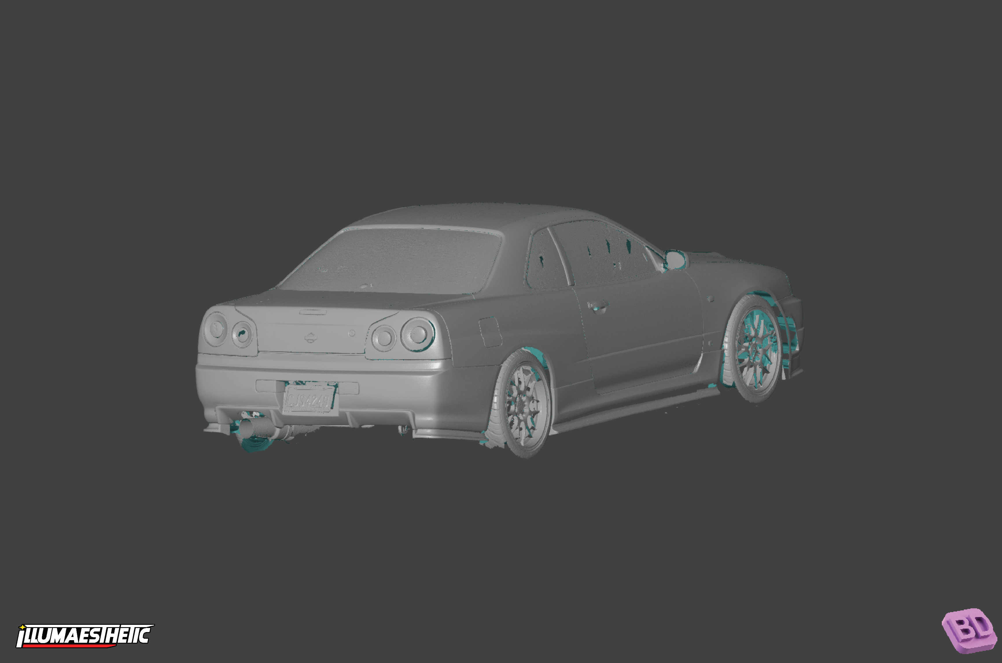 Nissan Skyline GT T Coupe (ER34) 3D Scan Model 1998-2001 - High Quality Digital Car Model for Racing Games, 3D Printing & Automotive Design Projects