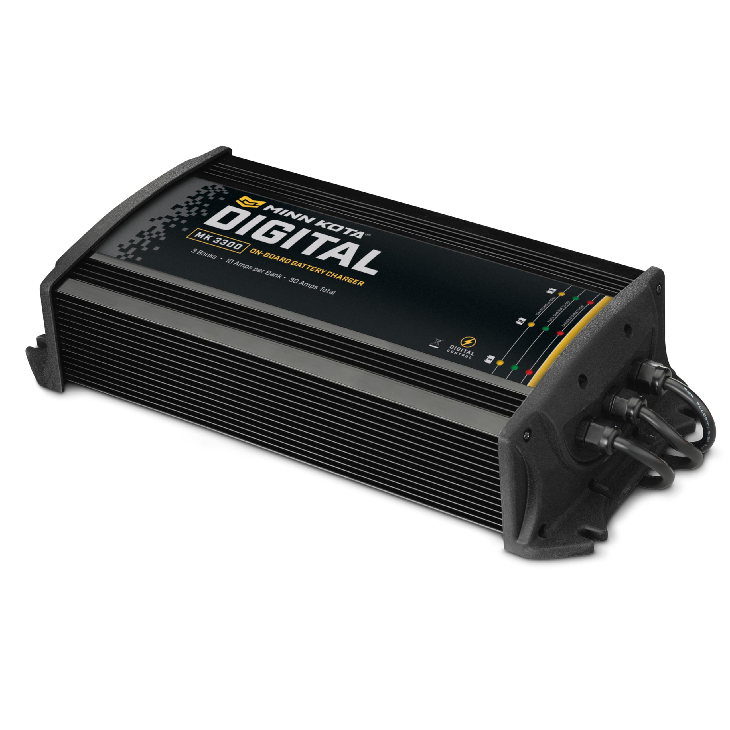 Minn Kota MK 330D On-Board Marine Battery Charger - 3 Bank 30A Waterproof Charging System for Boats, Fishing & Trolling Motors (Black) - Perfect for Bass Boats, Saltwater Fishing & Marine Applications