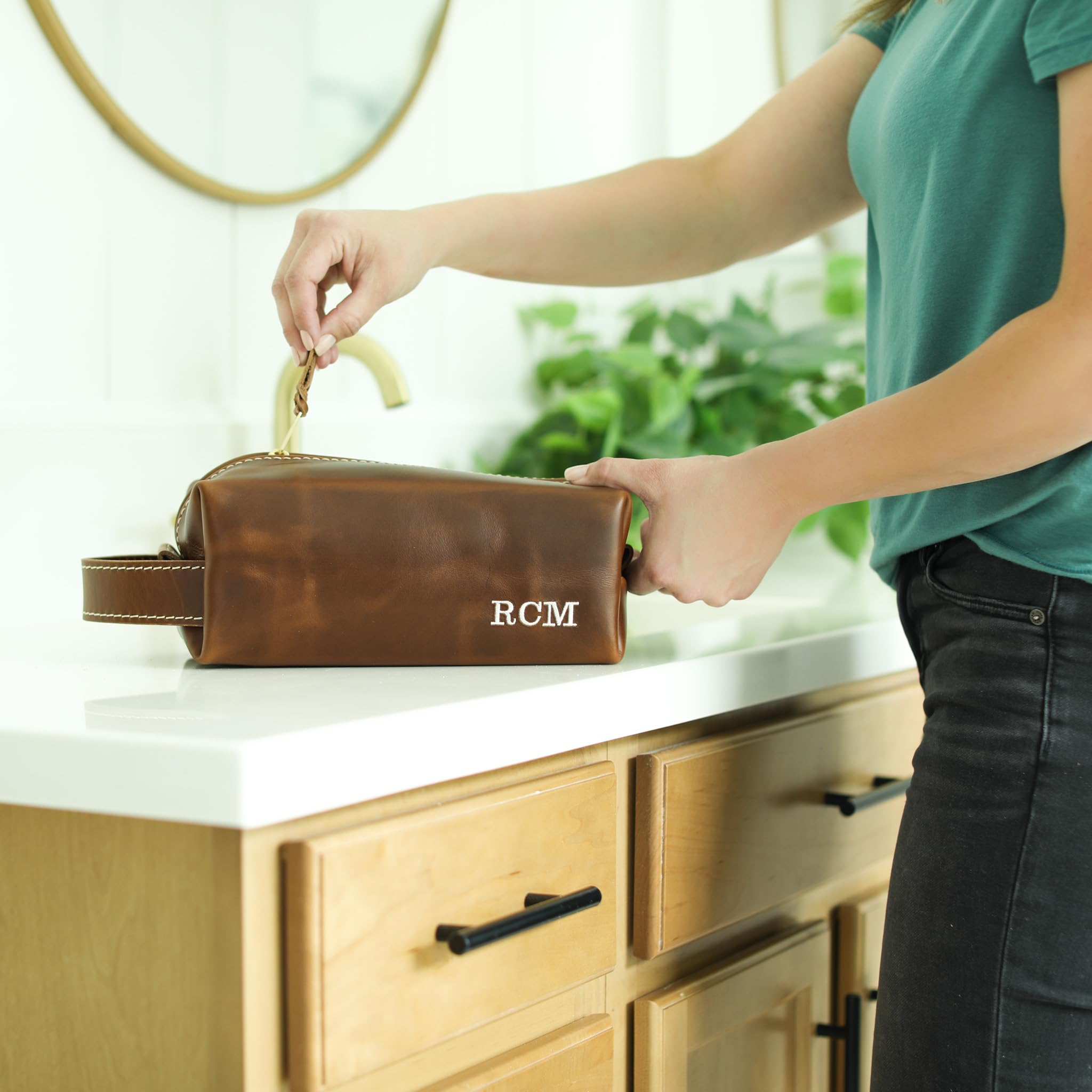 Premium Personalized Leather Dopp Kit Bag for Men - Handcrafted in USA with Lifetime Warranty - Ideal Christmas & Travel Gift for Him - Perfect for Business Trips, Gym Essentials & Weekend Getaways