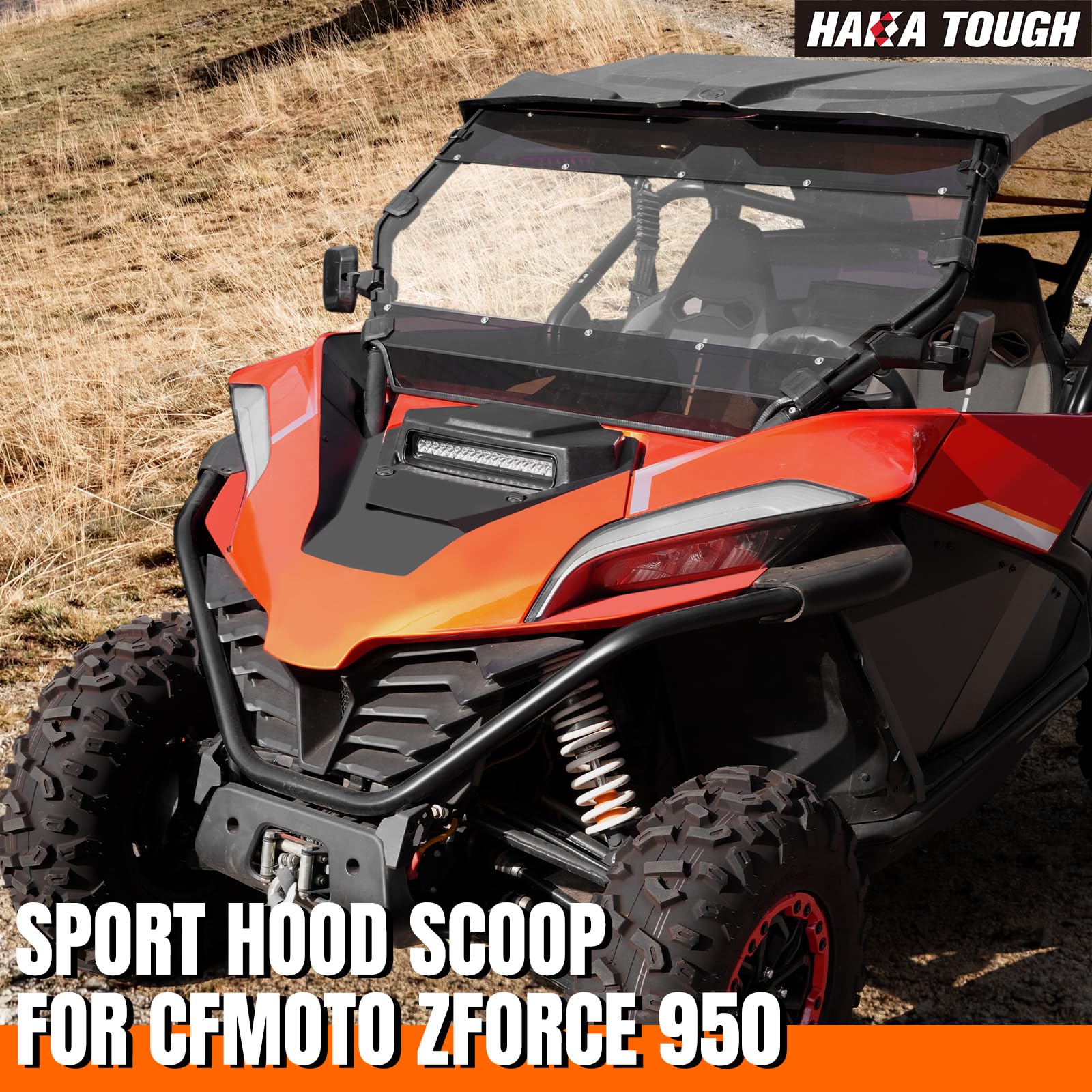 HAKA TOUGH Sport Hood Scoop for CF Moto ZForce 950 (2020-2024) | Front Turbo Hood Scoop with LED Lights | Z Force 950 H.O. EX Sport Accessories | Off-Road & Adventure Riding Upgrade