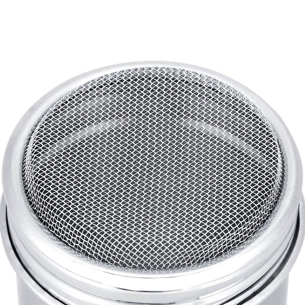 Premium Stainless Steel Powder Sugar Shaker with Lid - Fine Mesh Sifter for Cocoa, Cinnamon, Chocolate & Flour - Ideal for Baking, Desserts & Coffee Topping