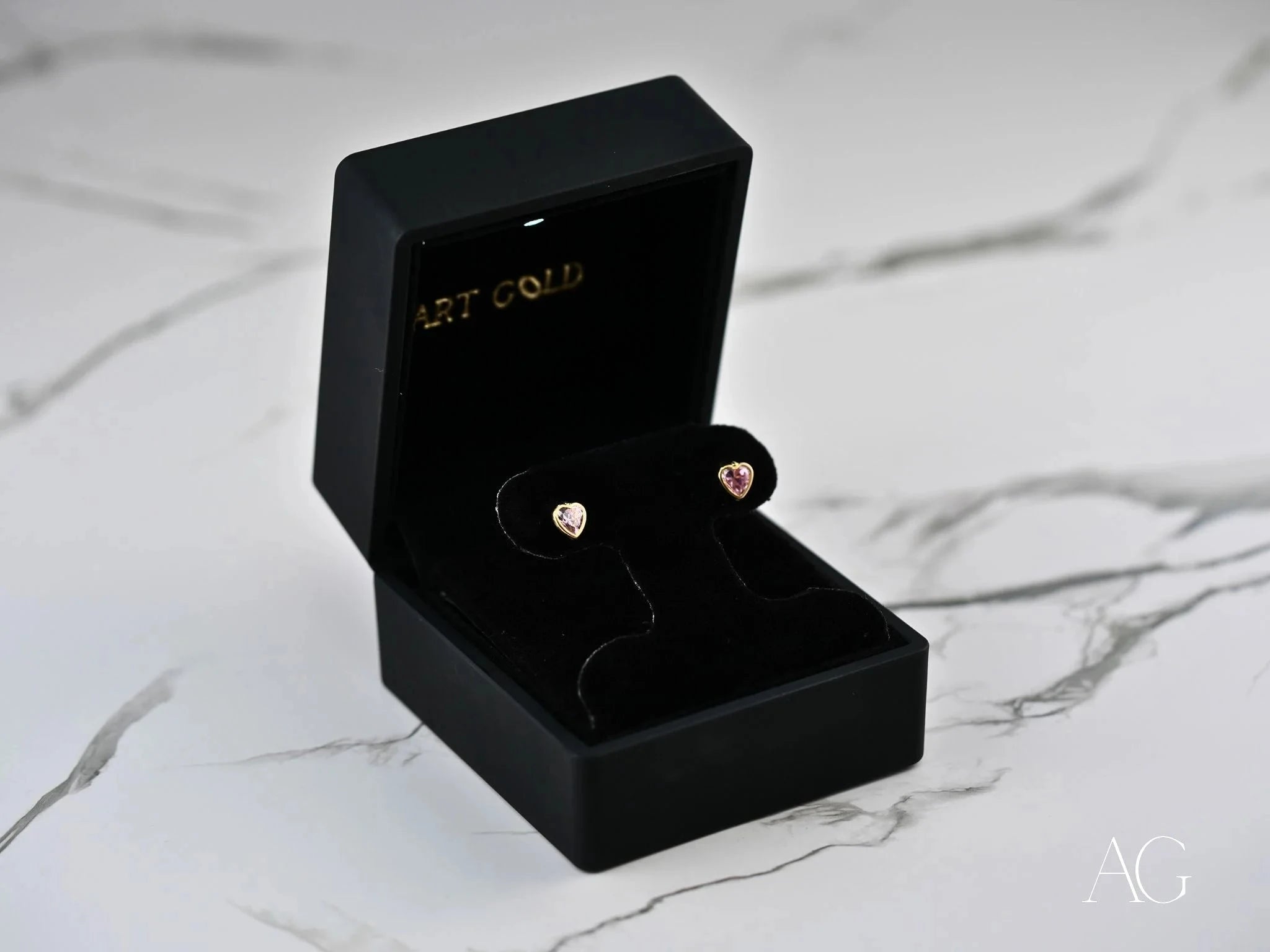 18k Gold Pink Cubic Zirconia Heart Earrings for Women - Elegant Valentine's Day Gift, Anniversary Present & Romantic Date Night Jewelry