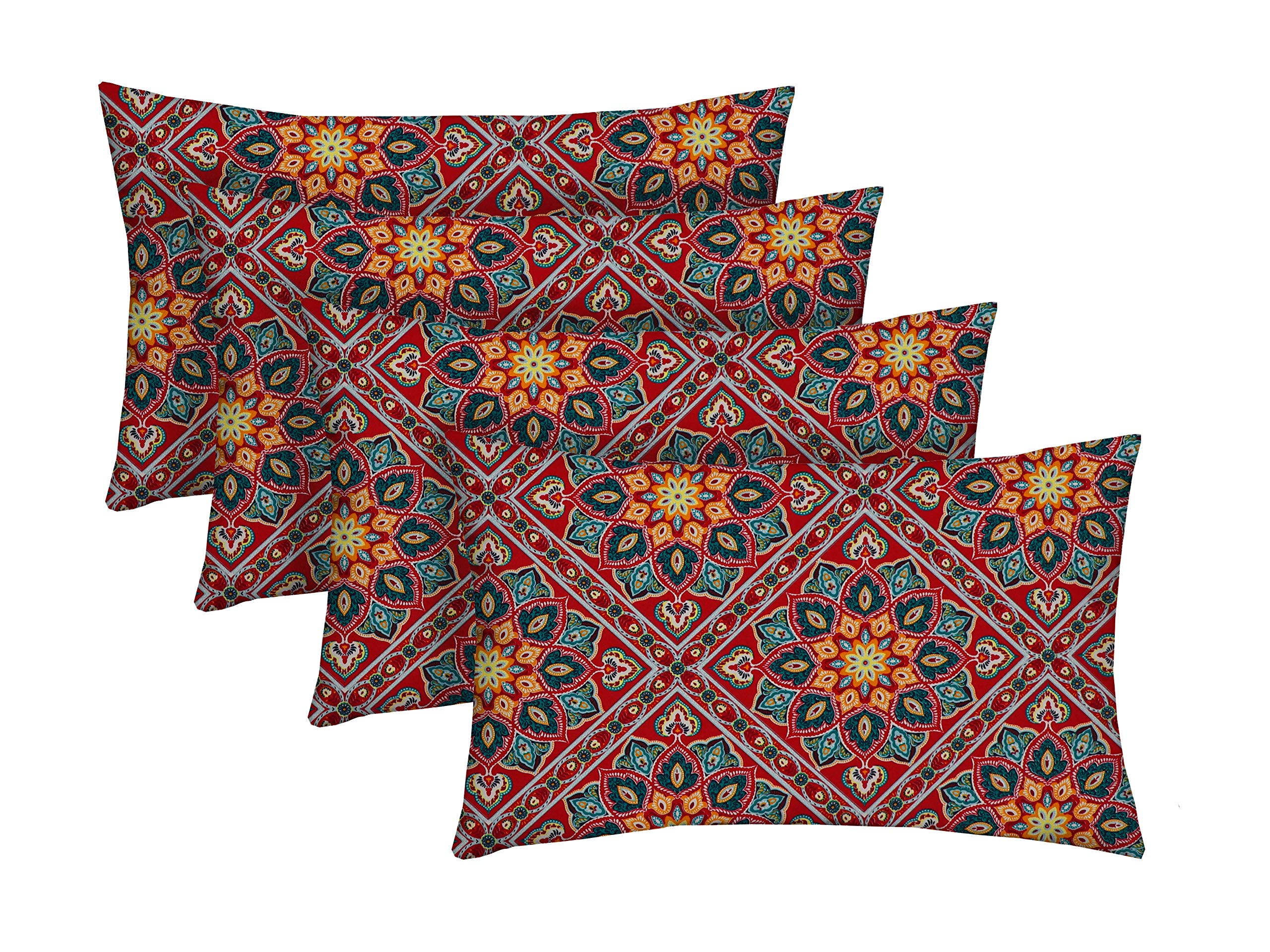 RSH DECOR: Set of 4 Jumbo Lumbar Throw Pillows 26”x16” - All-Weather Spun Fabric, Water & Fade Resistant - Outdoor Cushions for Patio Furniture, Sofa, Deck & Poolside Lounge - Medlo Sonoma Collection