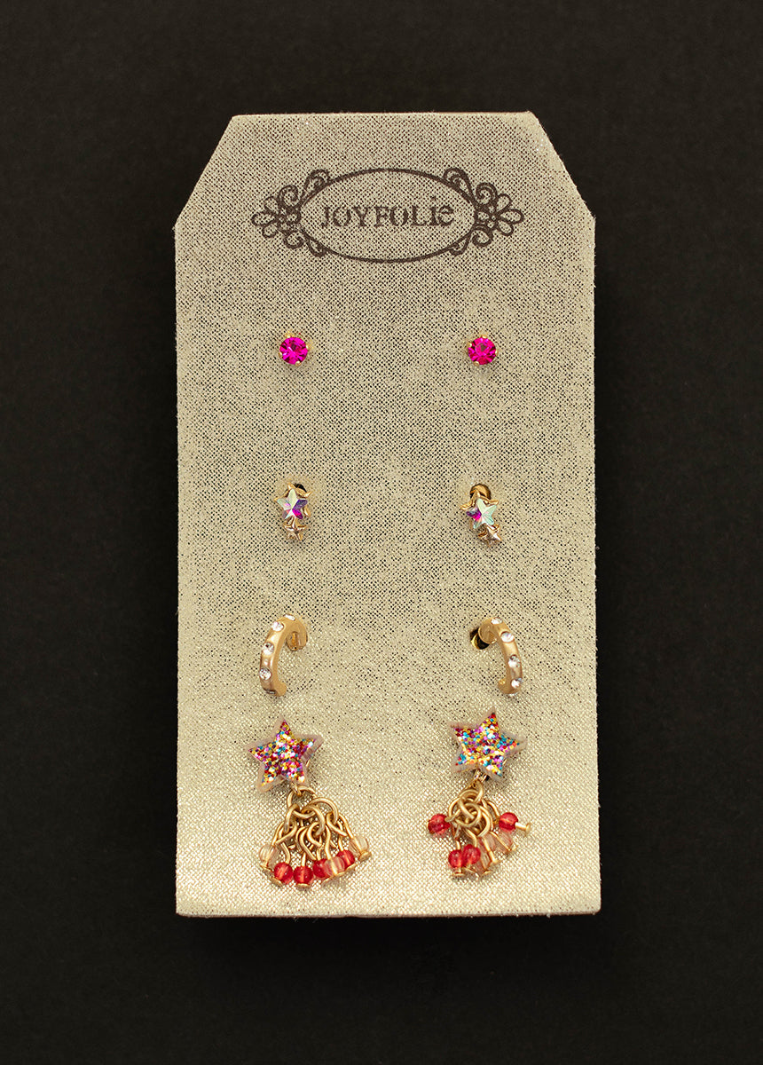 Star Stud Earrings Set in Multi-Colored Gems - Perfect for Parties, Weddings & Everyday Elegance