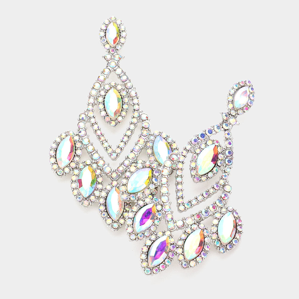 AB Marquise and Round Stone Chandelier Pageant Earrings | Elegant Prom Jewelry for Women | Perfect for Pageants, Prom Nights & Formal Events | 637782