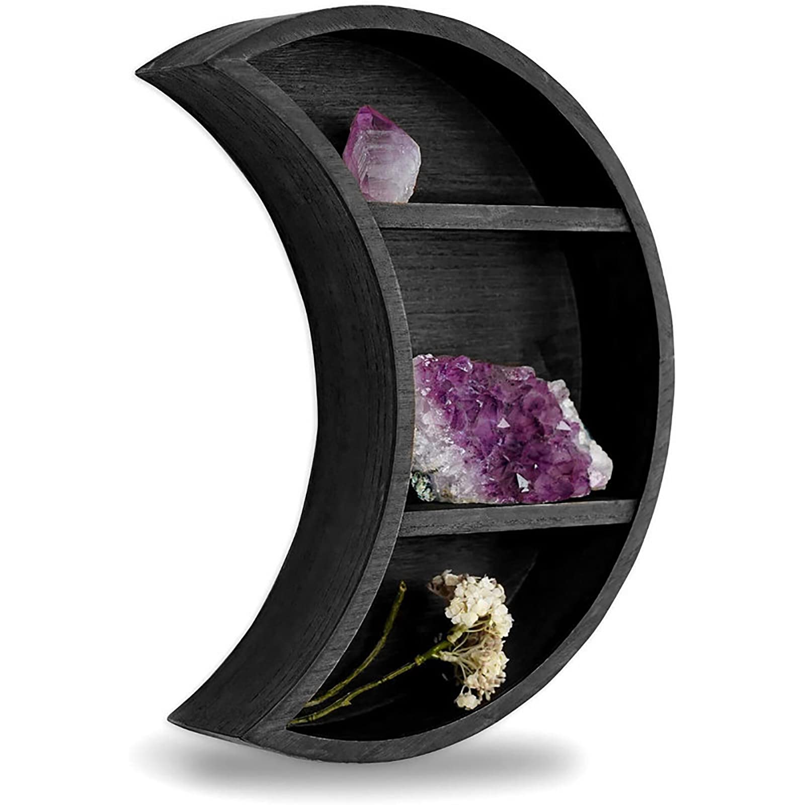 Takefuns Wooden Moon Shelf - Moon Shaped Floating Wall Shelf for Crystal Display, Stone Storage & Home Decor | Perfect for Living Room, Bedroom, Bathroom Decor & Gift Ideas