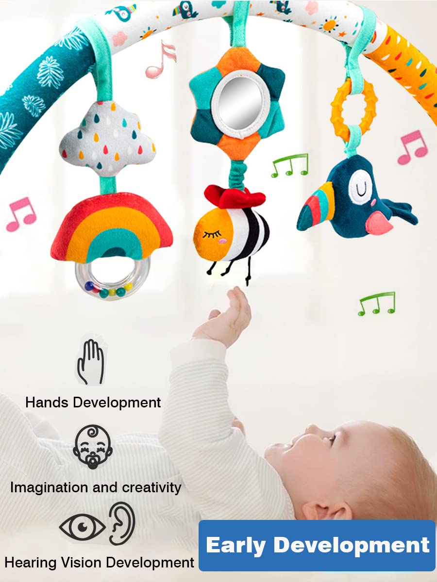 Paul Hamilton Baby Stroller Arch Toys - Adjustable Hanging Toys for Crib, Stroller & Car Seat | Interactive Bouncer Toy Bar & Bassinet Mobile | Perfect Baby Shower Gift (Bee Design) - Ideal for Playtime, Travel & Nursery Decor