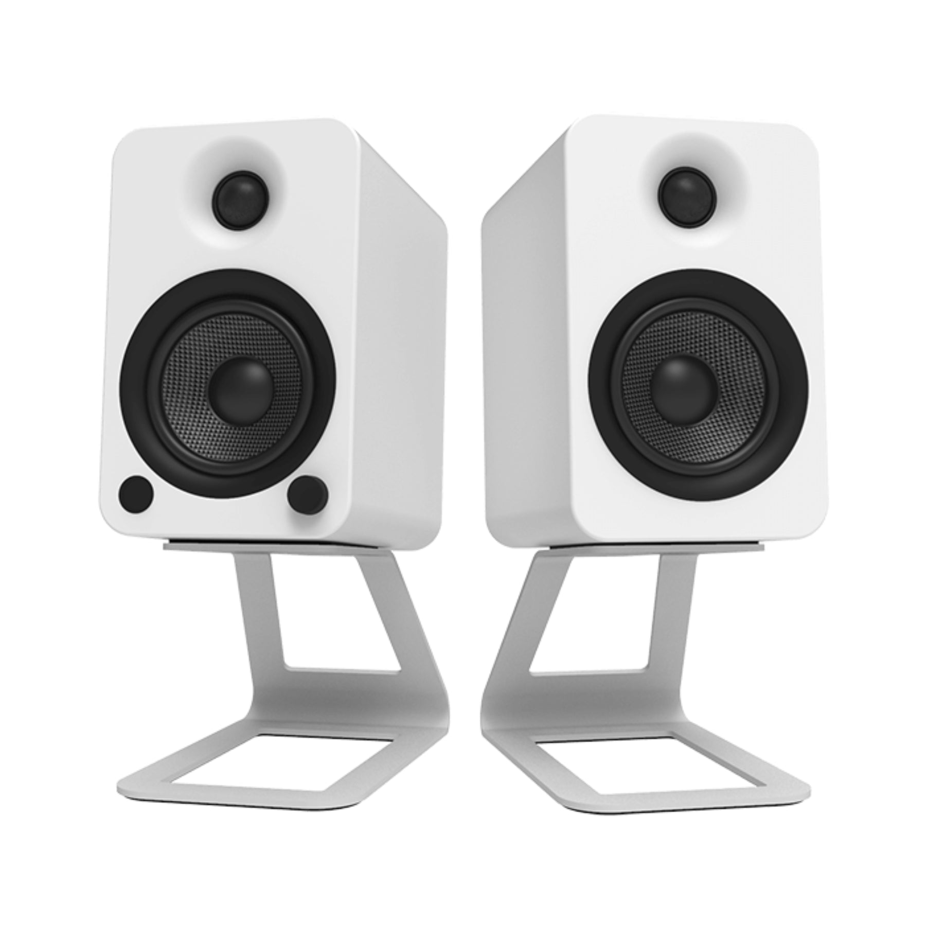 Kanto SE4 White Elevated Desktop Speaker Stands - Premium Sound Isolation & Ergonomic Design for Home Studio, Gaming & Office Use