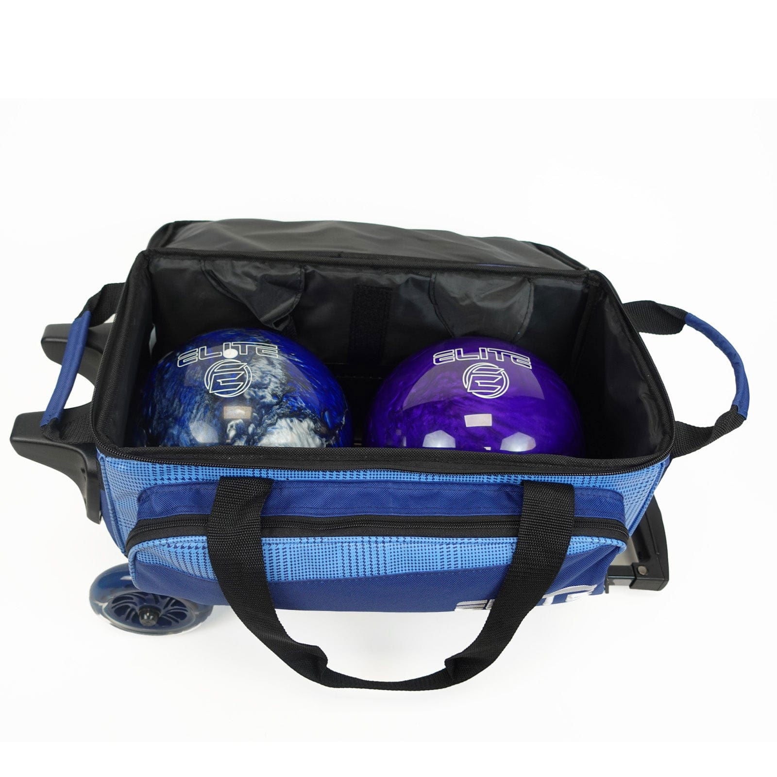 ELITE Deluxe Double Roller Bowling Bag - Navy Plaid Design for Easy Transport | Perfect for League Play & Tournaments | Durable & Stylish Bowling Accessory