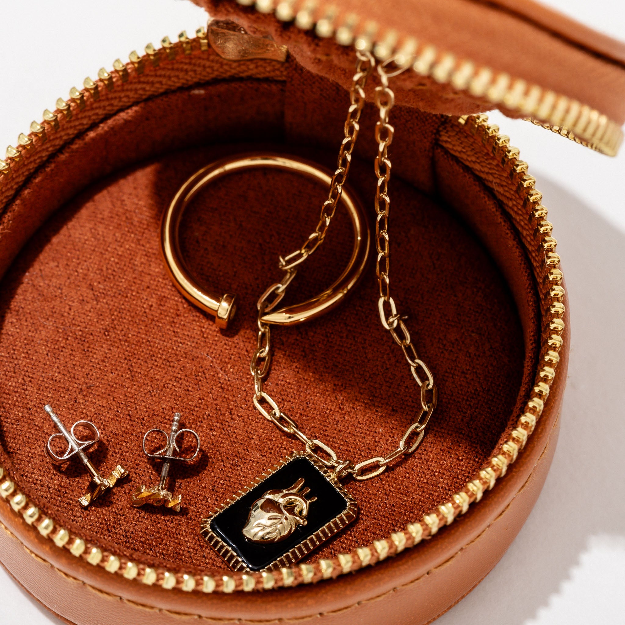 Mini Zipper Jewelry Case - Portable Travel Jewelry Organizer for Earrings, Rings & Necklaces | Perfect for Vacation, Business Trips & Daily Storage