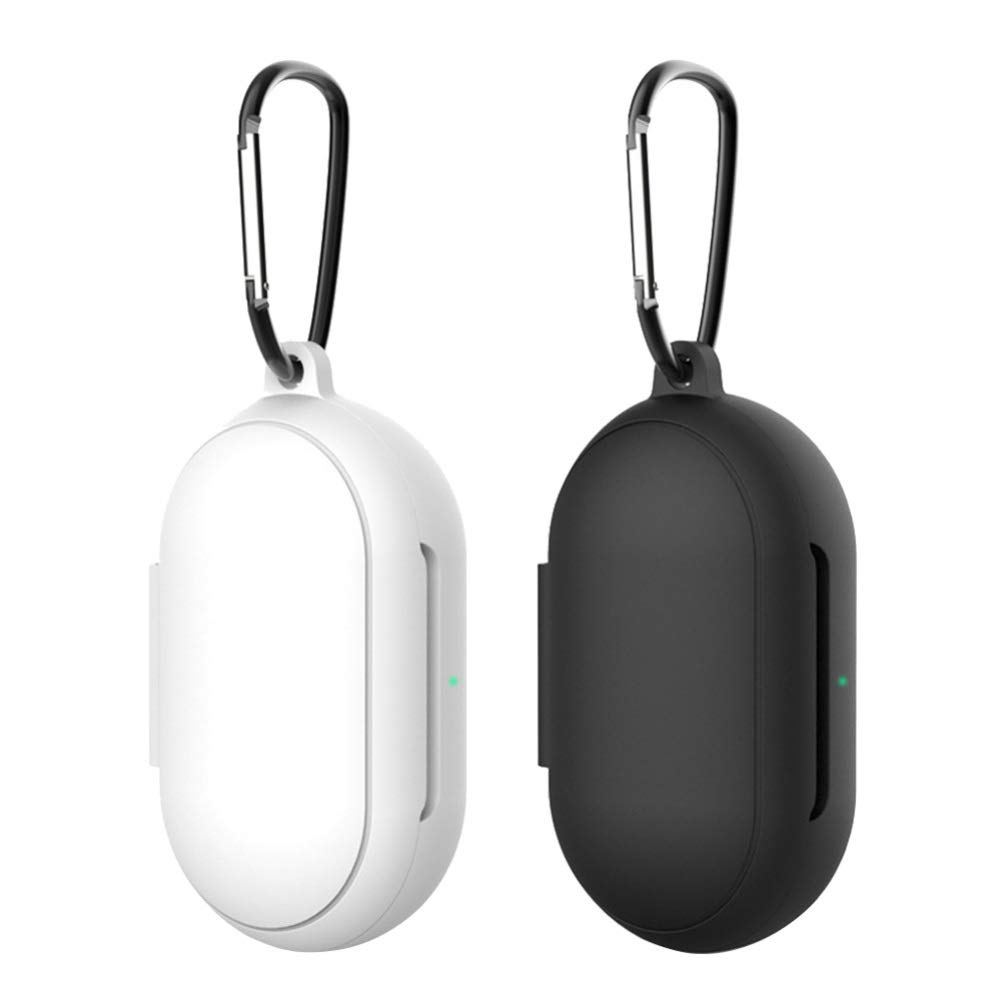 Samsung Buds Plus Case Cover - 2 Pack Shockproof Silicone Protective Skin for Galaxy Buds Plus with Keychain (Black & White) - Perfect for Travel, Gym & Daily Protection