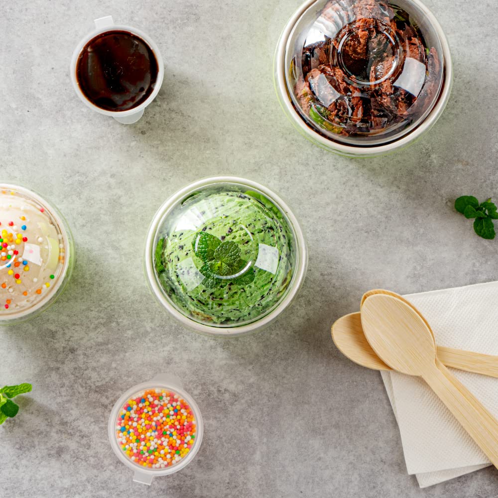 50 Pack Clear Plastic Dome Lids for 5oz Coppetta To-Go Cups - Disposable Dessert Cup Lids - Perfect for Ice Cream, Parfaits & Takeaway Desserts in Restaurants, Cafes & Bakeries
