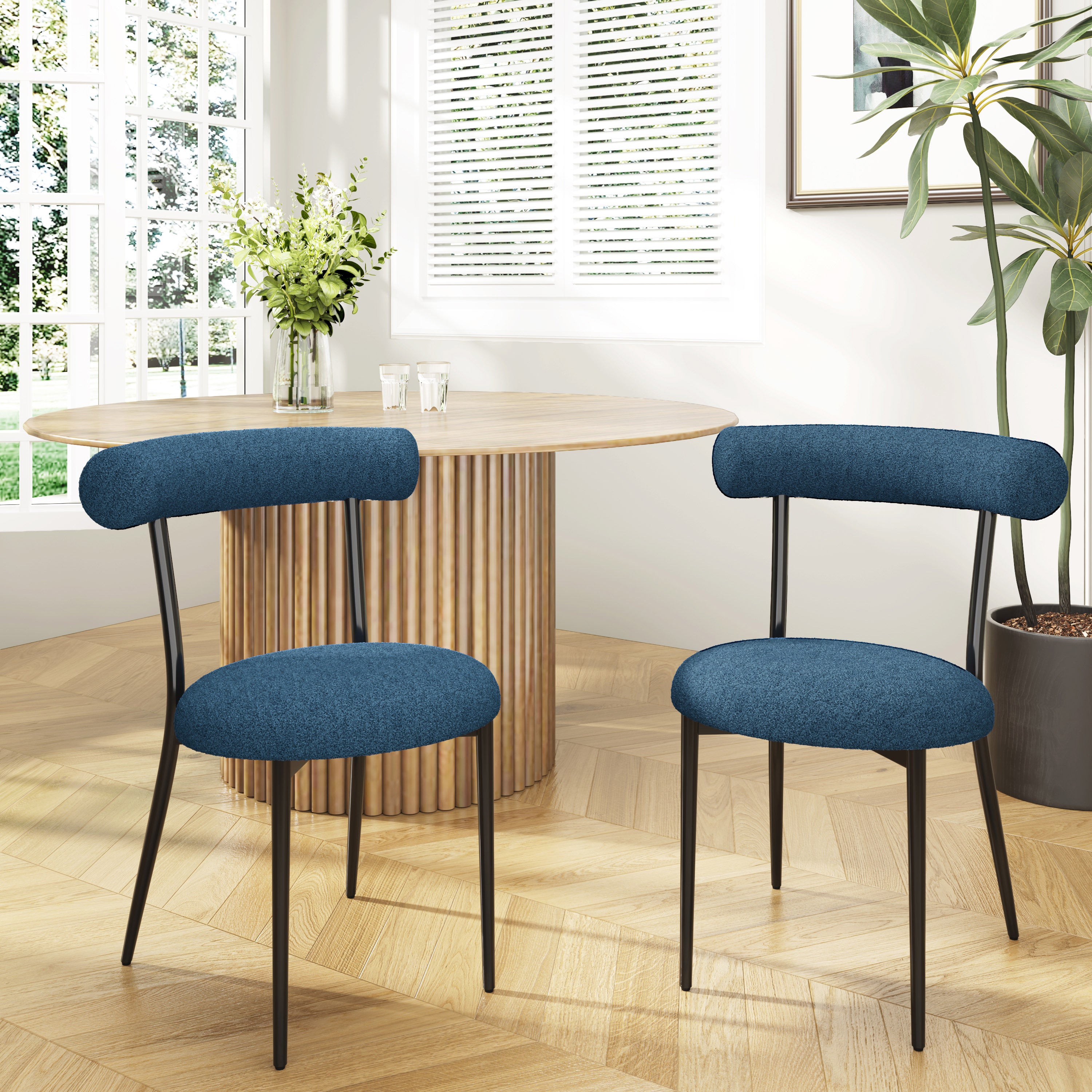 Modern Dining Chairs Set of 2 - Sturdy Wooden Kitchen Chairs with Padded Seats - Comfortable Home Dining Room Furniture for Family Meals & Entertaining Guests