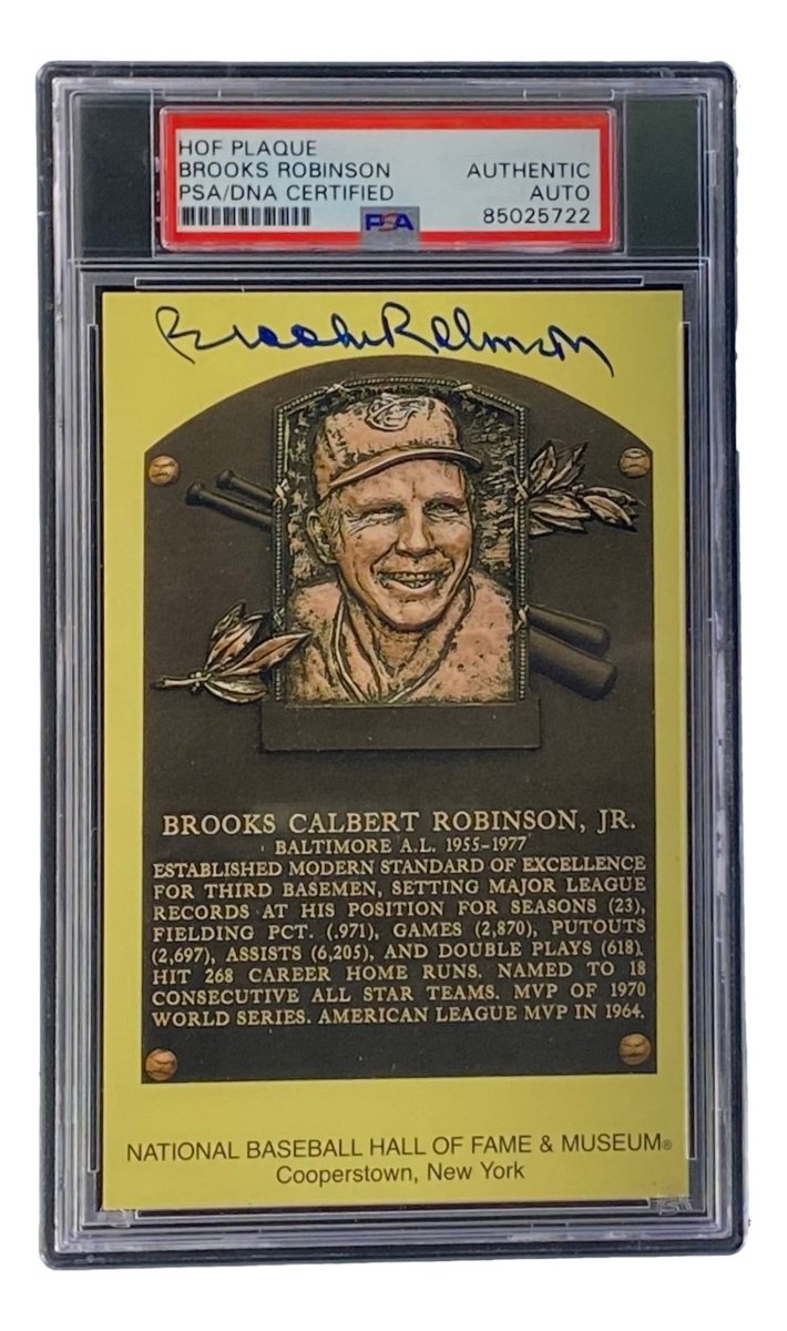 Brooks Robinson Autographed 4x6 Baltimore Orioles Hall of Fame Plaque Card with PSA/DNA Certification #85025722 - Perfect for Baseball Memorabilia Collections & Sports Fan Gifts