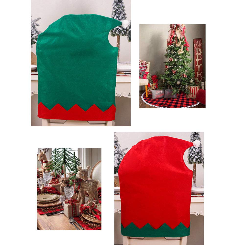 BESPORTBLE 4-Piece Christmas Dining Chair Covers Set - Santa Hat Design, Green Kitchen Chair Slipcovers for Holiday Decor (Perfect for Christmas Parties, Dining Room & Kitchen Decorations)
