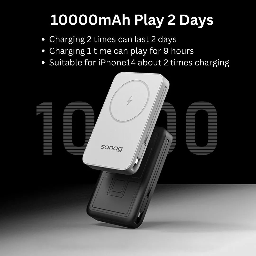 Sanag K69 Magnetic Wireless Fast Charging 10000mAh Portable Power Bank for iPhone 15/14/13/12, Samsung Galaxy - Perfect for Travel, Outdoor Adventures & Daily Commute