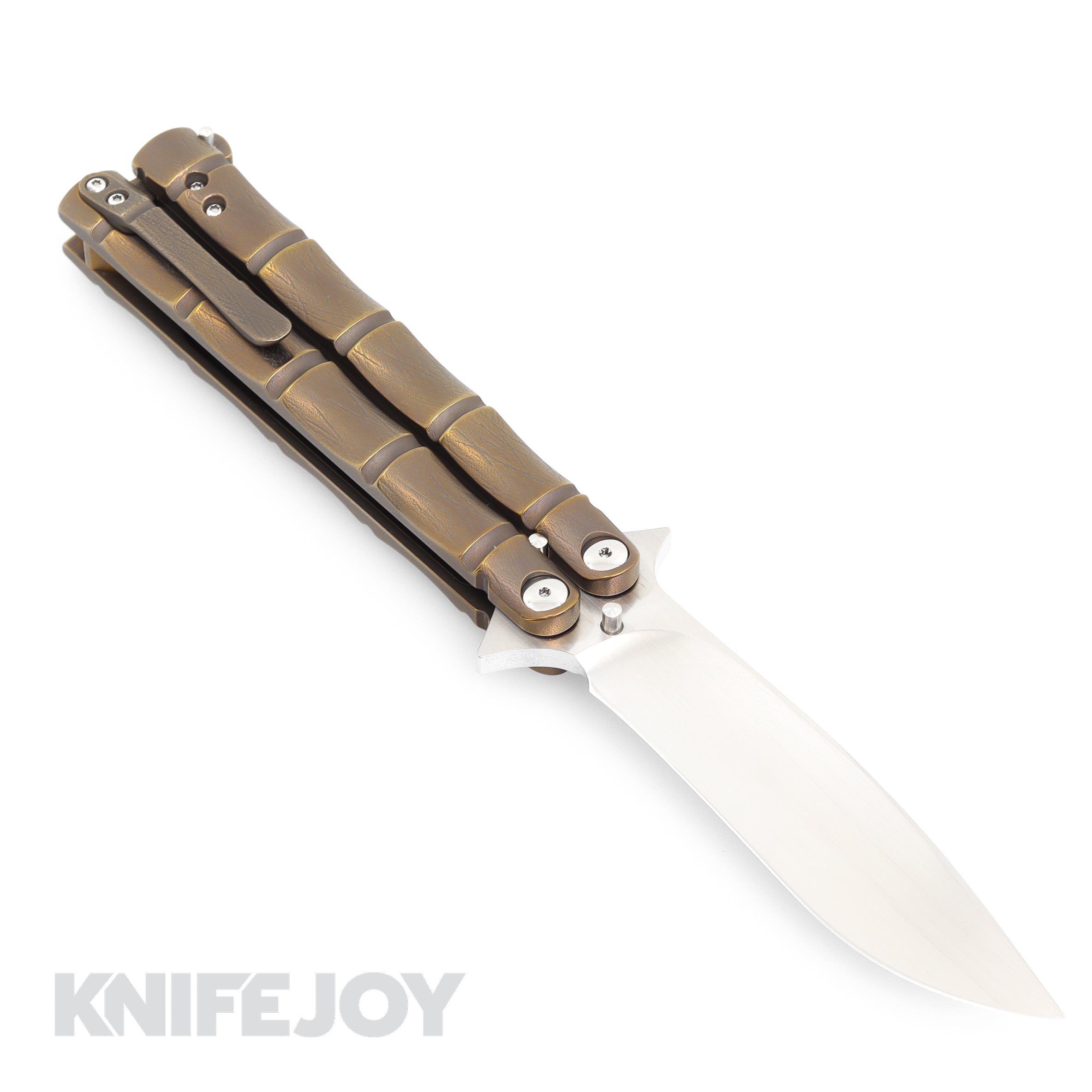 Premium Marlowe Custom Balisong Butterfly Knife - Satin Finish Blade & Bamboo-Anodized Titanium Handles - Perfect for EDC, Collecting & Flipping Tricks