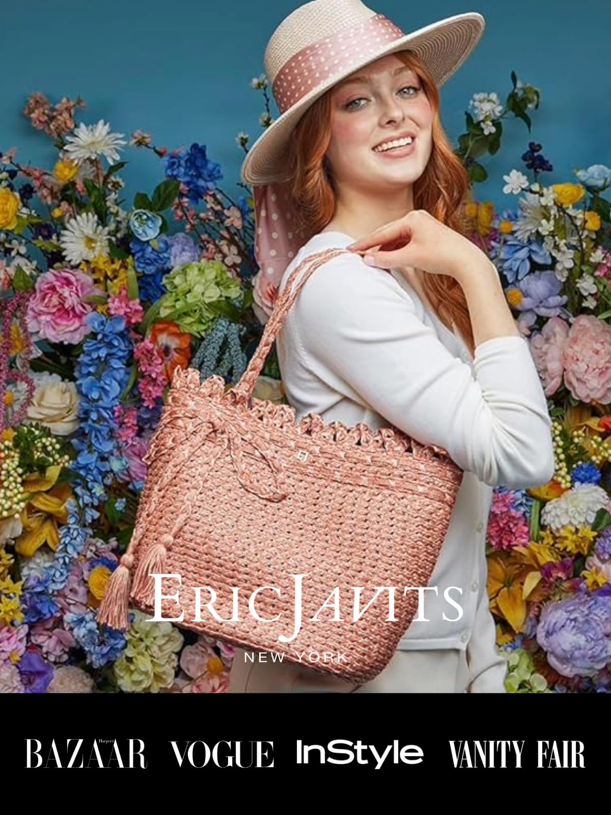 Eric Javits Squishee St. Tropez Straw Tote Bag for Women - Lightweight Summer Beach Bag with Adjustable Strap - Perfect for Pool, Vacation & Shopping