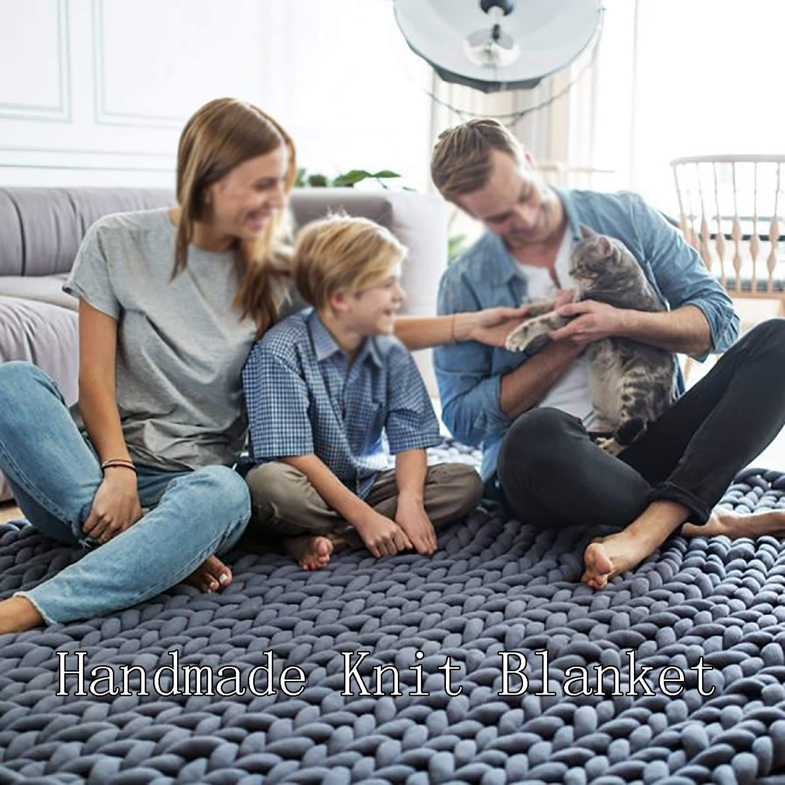 Chunky Knit Blanket - Handmade Tightly Woven Warm & Soft Throw - Cozy Home Decor for Bedroom, Sofa, Nursery - Perfect Baby Shower Gift & Winter Comfort