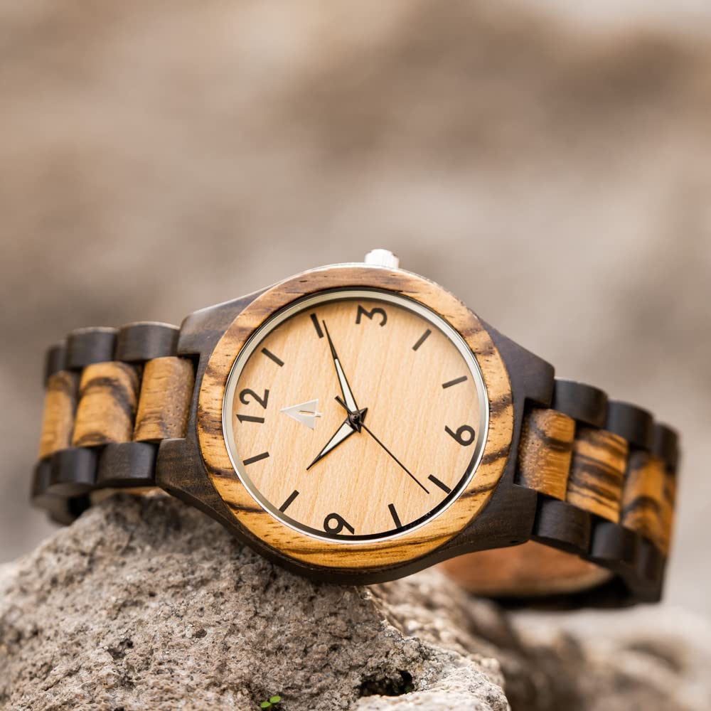Men's Wooden Watches - Japanese Quartz Analog, Stainless Steel Clasp for Outdoor & Office