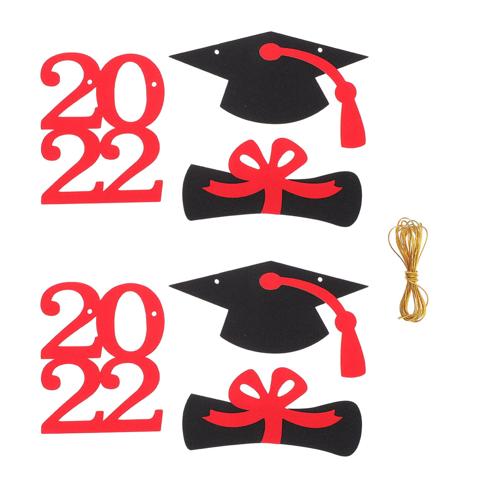 IMIKEYA 2022 Graduation Party Decorations - Hanging Banners, Paper Cutouts & Cap Decorations - Red Graduation Themed Bunting Supplies for Graduation Ceremony, Party & Photo Backdrop