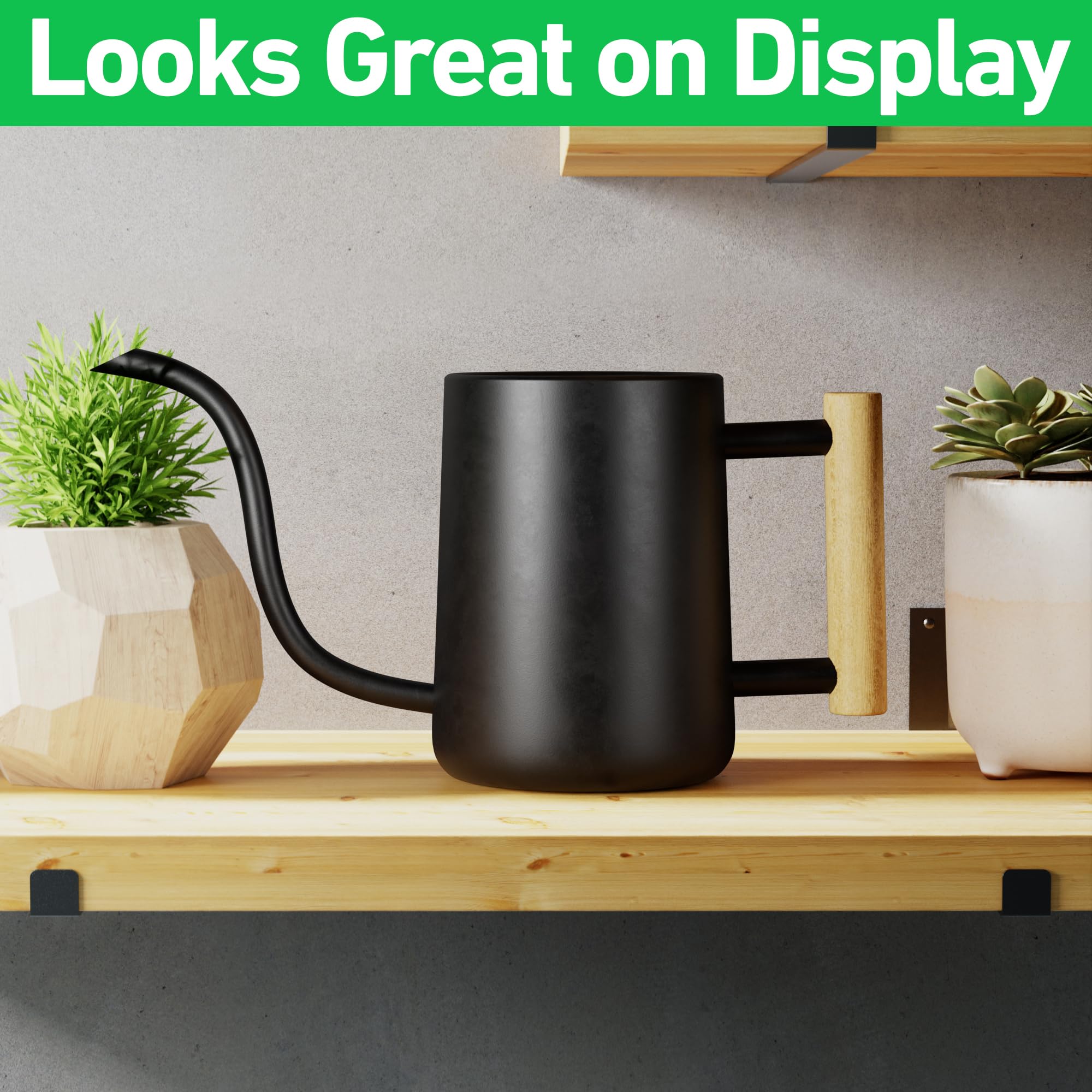 35oz Indoor Watering Can with Long Spout - Small Black Plant Watering Pot for Houseplants, Succulents & Herbs - Perfect for Home, Office & Garden Use