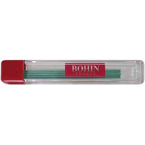 Bohin Mechanical Chalk Pencil Refills - 6 Pack Green for Sewing, Quilting, and Fabric Marking | High Precision Tailoring Tool for Dressmakers & Crafters