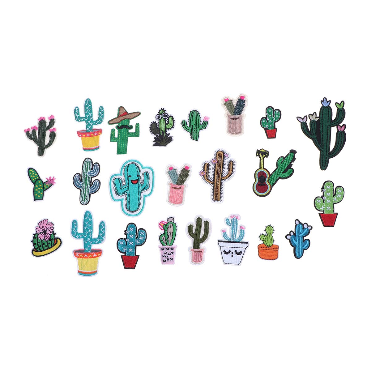 SUPVOX 23pcs Cactus Embroidery Patches - Iron On & Sew On Fabric Appliques for DIY Clothing, Jeans, Bags - Decorative Stickers for Denim Jackets, Hats, Backpacks (Desert Theme)