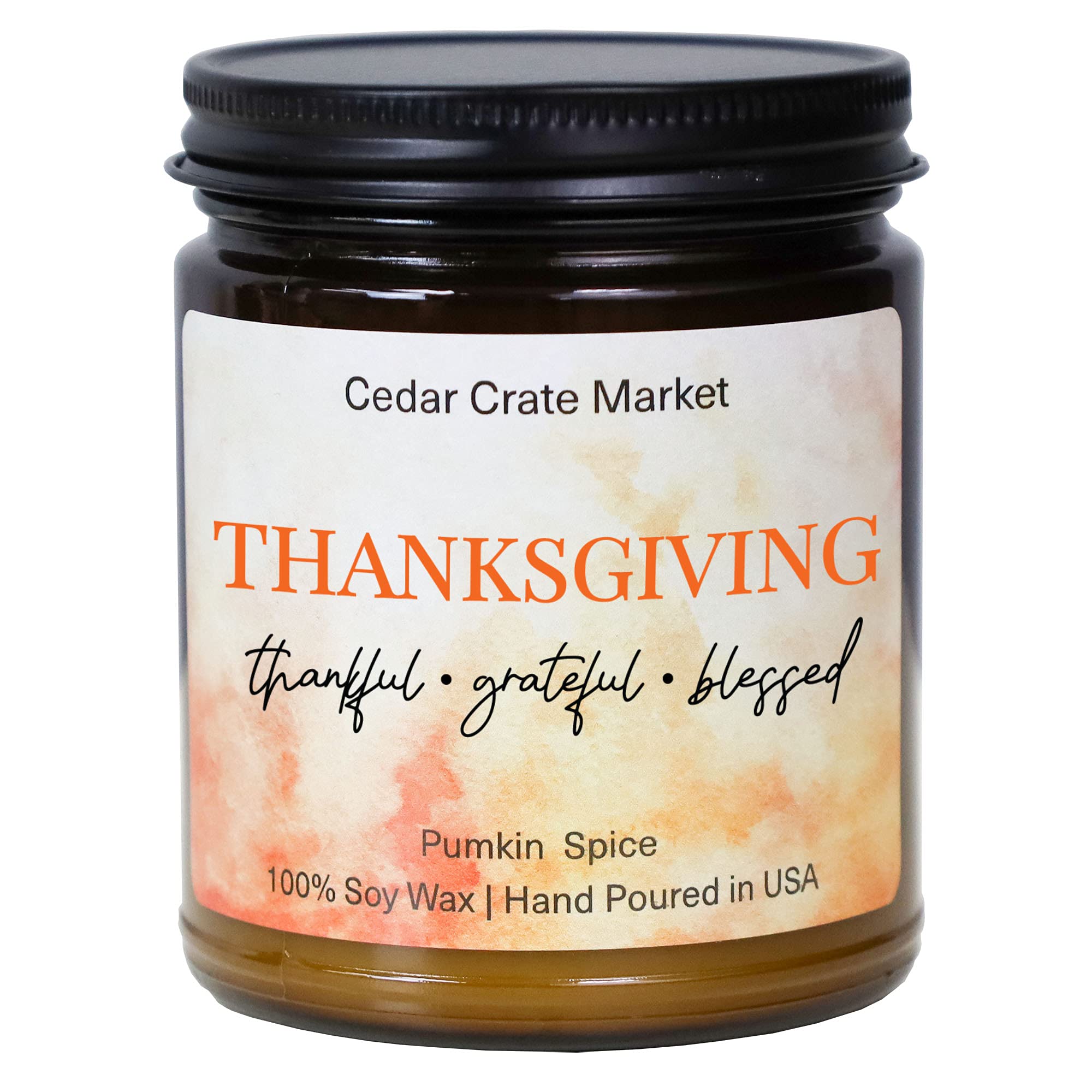 Thanksgiving Pumpkin Spice Scented Candle - Grateful Best Friend Gift with Warm Autumn Aromas of Pumpkin, Cinnamon, Nutmeg & Ginger | Perfect Fall & Winter Decor for Cozy Home, Relaxing Aromatherapy for Women & Men | Ideal for Thanksgiving Gatherings, Holiday Parties & Stress Relief