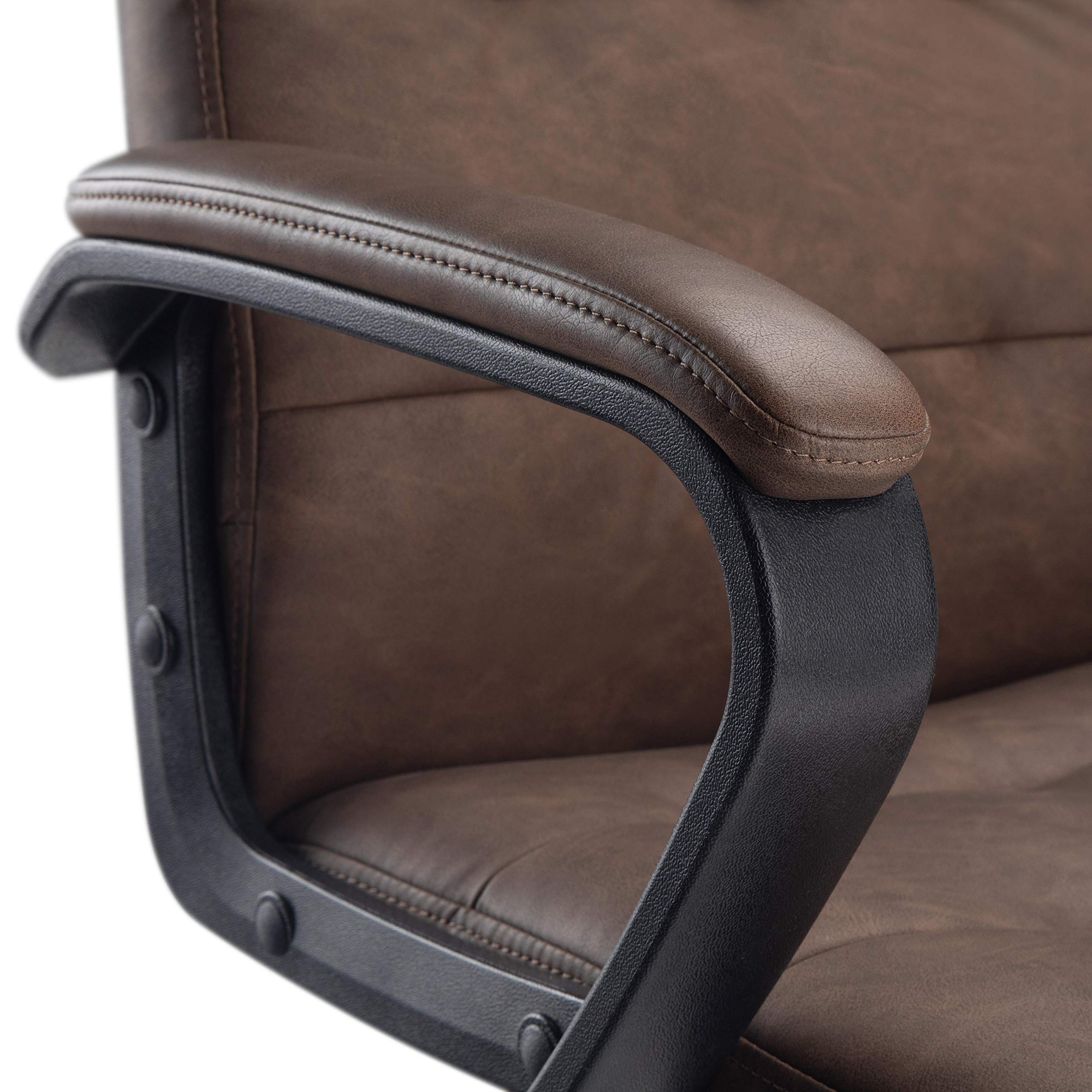 SIMPLIHOME Brewer Swivel Adjustable Executive Office Chair - Distressed Brown Faux Leather Ergonomic Desk Chair for Home Office, Study & Workspace - Modern Computer Chair with Lumbar Support for Comfortable Working