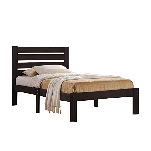 BOWERY HILL Twin Size Bed Frame in Rich Espresso Finish - Perfect for Kids Rooms, Guest Bedrooms & Small Spaces