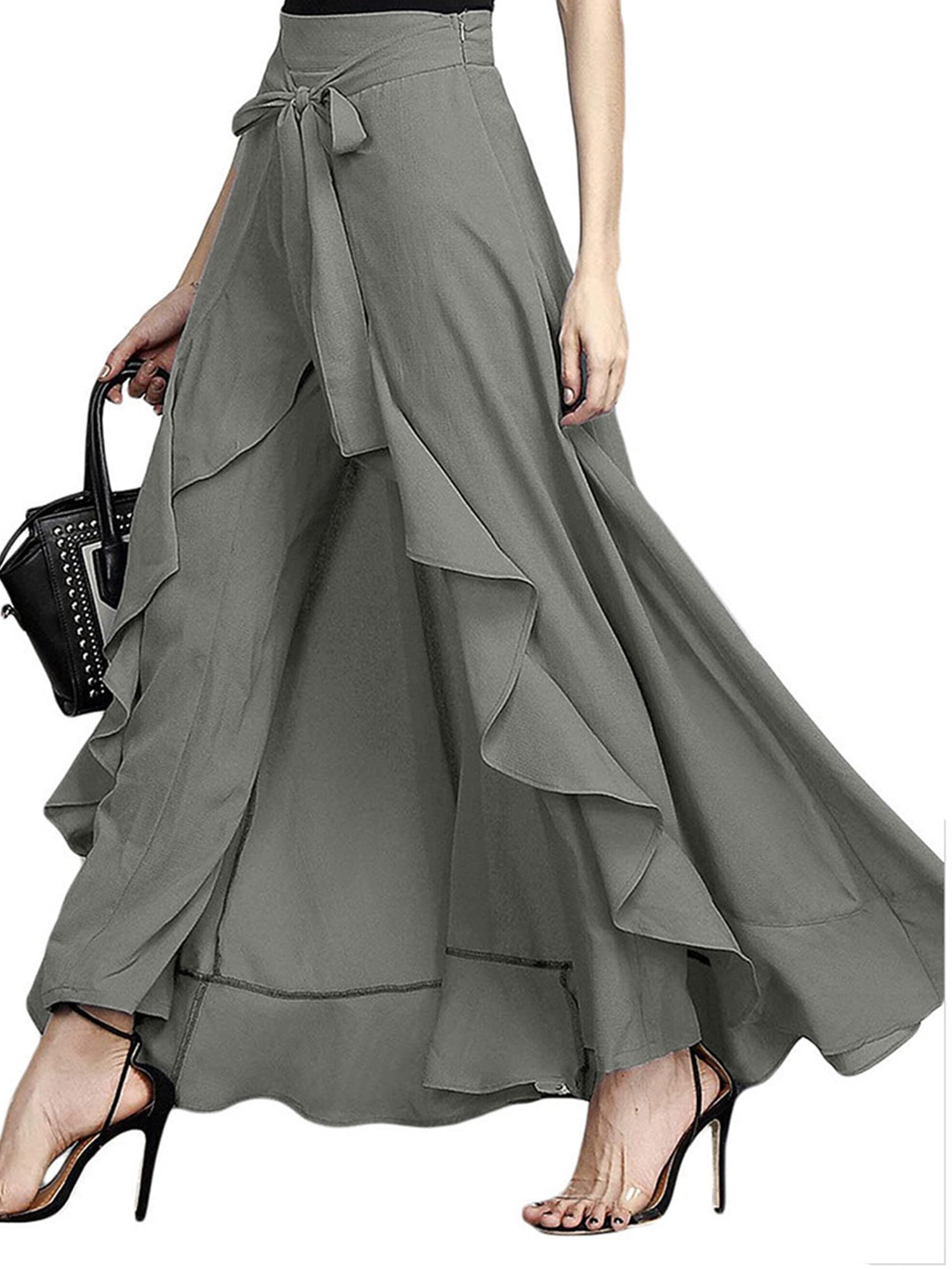 MODENCOOK Elegant Palazzo Dress Pants for Women - High Waisted Wide Leg Trousers, Office Work & Party Wear - Perfect for Business Casual, Evening Events & Special Occasions
