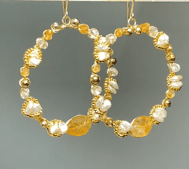 14K Gold Citrine Gemstone Hoop Earrings for Women - Dainty Wire Wrapped Boho Jewelry for Everyday Wear & Special Occasions