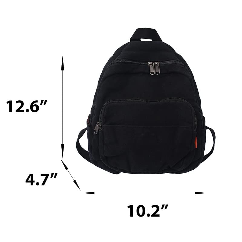 Stylish Mini Canvas Backpack for Women & Men - Small Aesthetic Daypack for Work, Travel & Casual Use - Cute Purse Alternative (Black, One Size) | Perfect for Commuting, Shopping & Daily Essentials