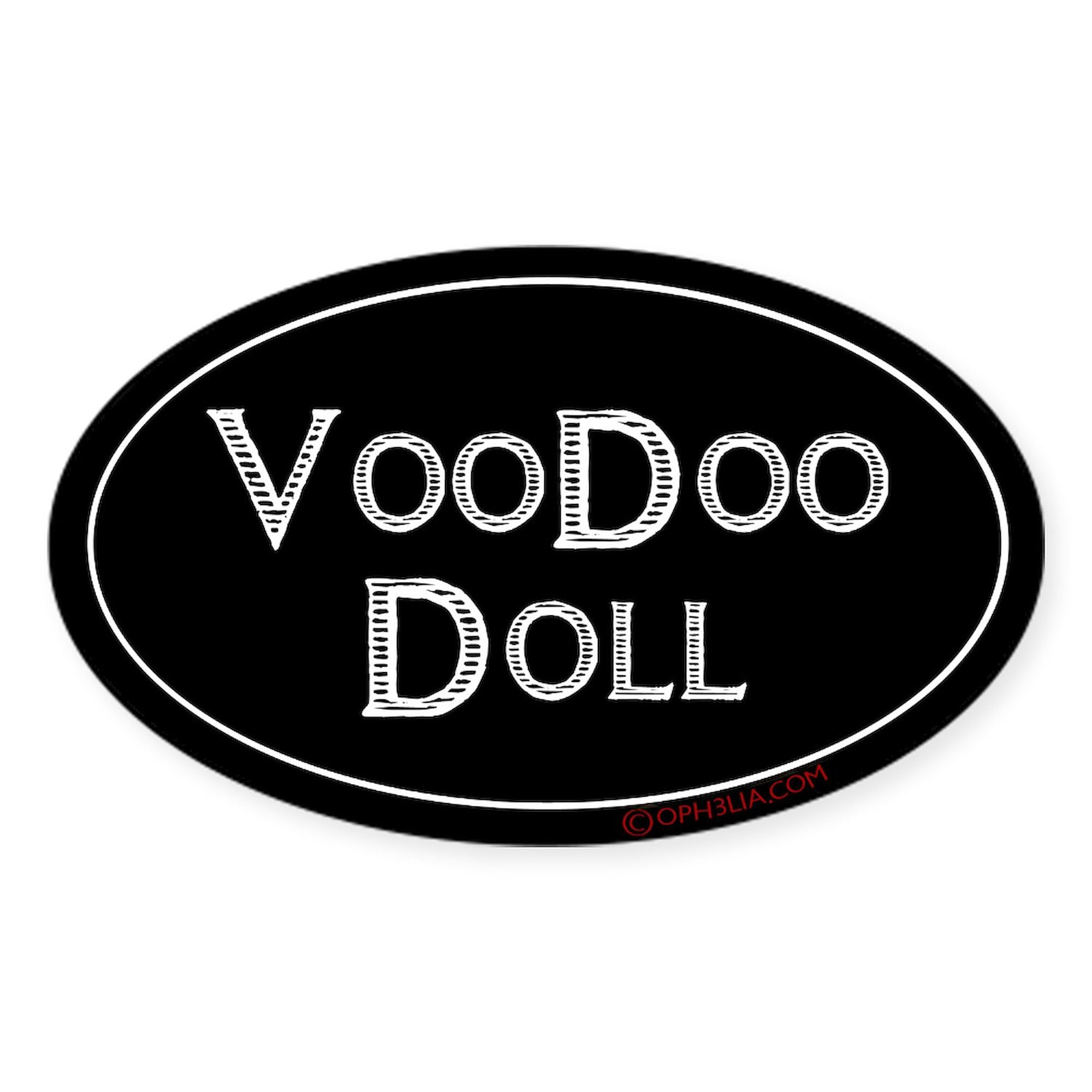 Funny Voodoo Doll Oval Car Bumper Sticker - Decorative Vinyl Decal for Cars, Trucks, Laptops & Windows - Perfect for Halloween, Gifts & Prank Scenes