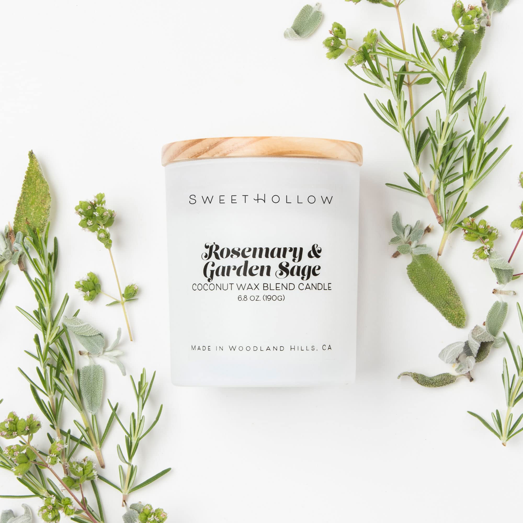 Rosemary Sage Scented Candle - Natural Coconut Wax Luxury Candle for Home, Strong Aroma & Long-Lasting (16oz) - Perfect for Relaxation, Meditation & Aromatherapy