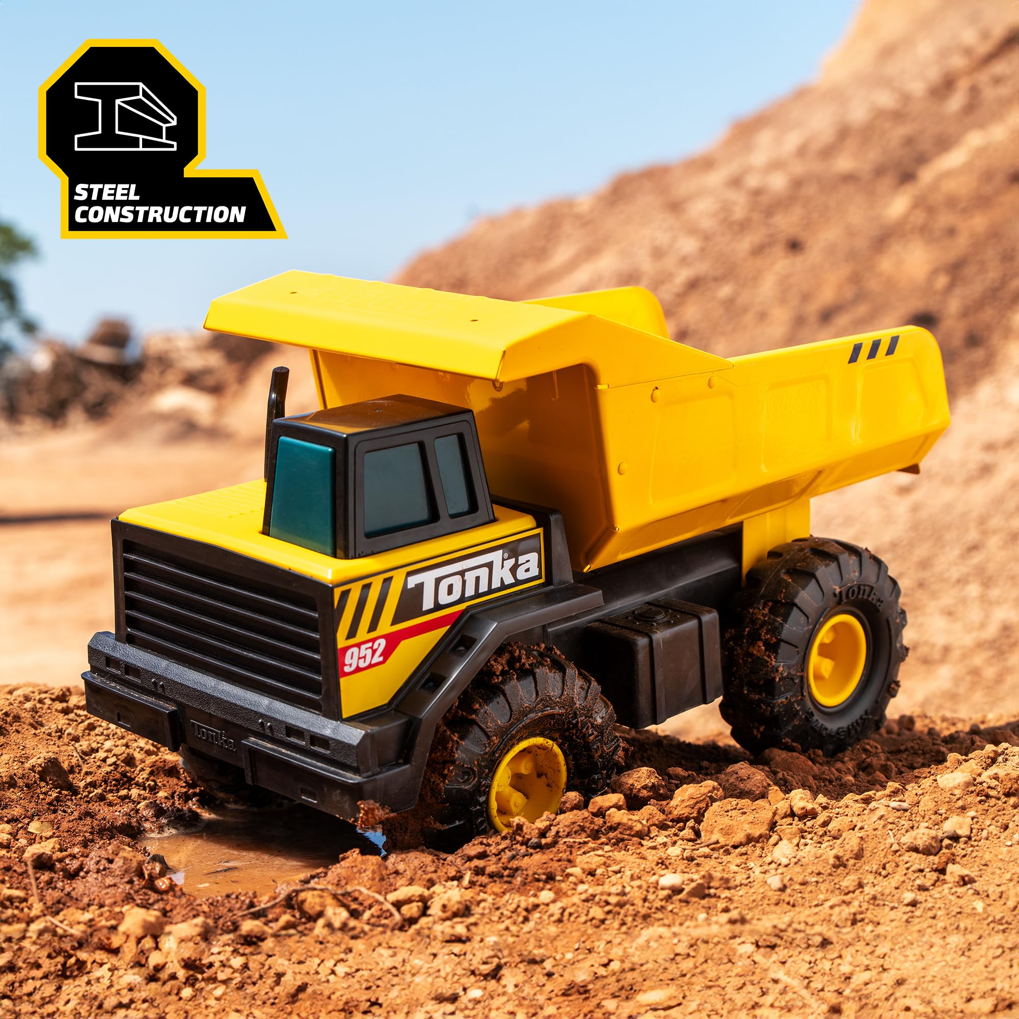 **Tonka Steel Classic Mighty Dump Truck – Durable Kids Construction Toy for Boys & Girls Ages 3+ | Creative Play, Outdoor & Sandbox Fun, Pretend Play Vehicle Toy**