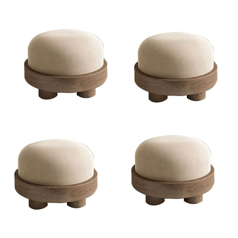 Small Modern Flannel Round Ottoman - Stylish & Functional Footrest Pouf for Living Room, Bedroom, or Nursery Decor - Cozy Home Accent Furniture