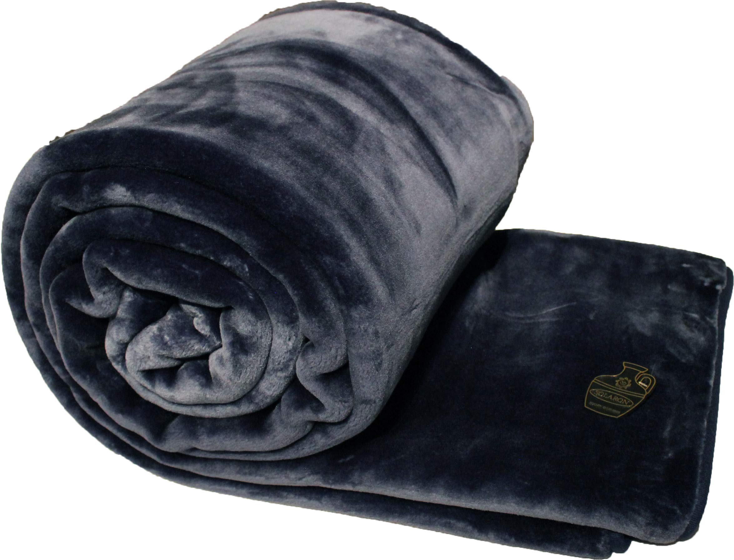 SOLARON Queen Size Navy Blue Korean Mink Blanket - Ultra Soft & Warm Luxury Bedding for Winter, Perfect for Bedroom, Couch, and Gift Giving