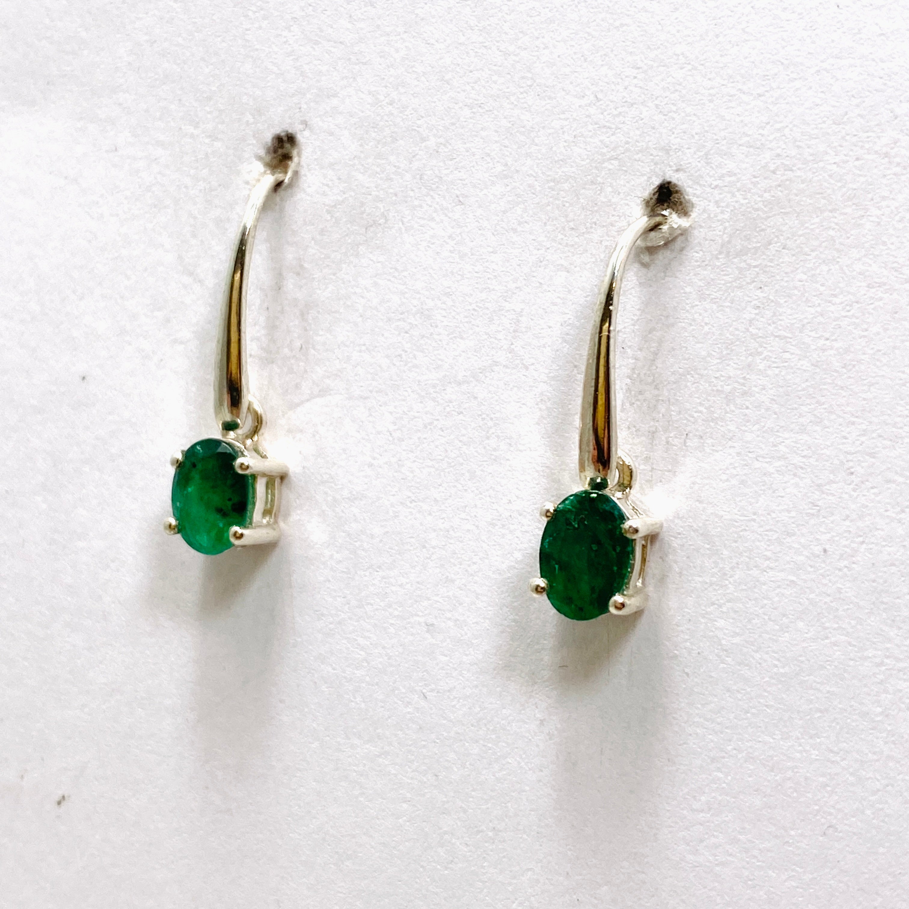 Emerald Oval Faceted Stud Earrings for Women - 14K Gold Plated Elegant Jewelry Gift for Birthday, Anniversary & Special Occasions