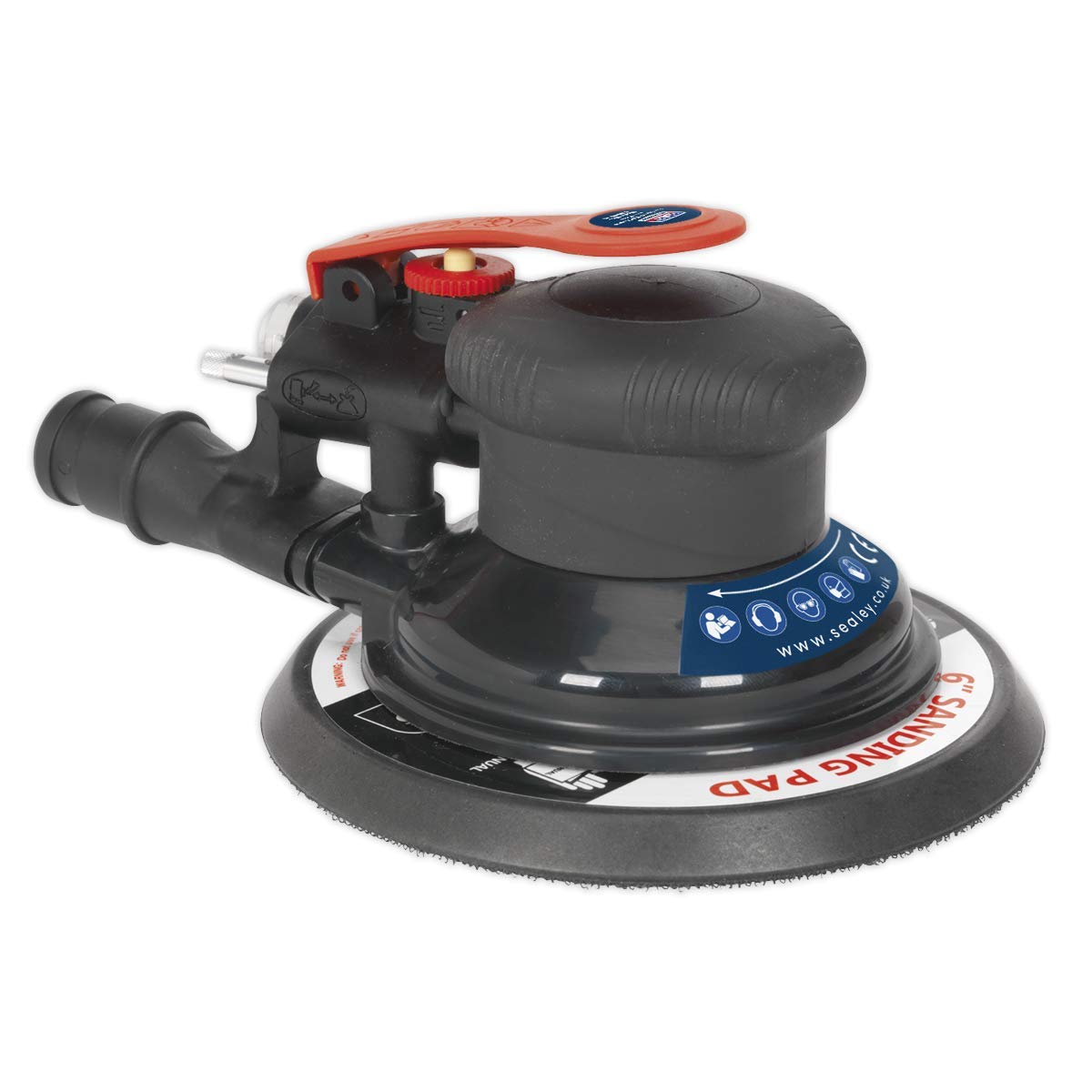Sealey 150mm Air Palm Orbital Sander - Dust-Free, Lightweight & Powerful for Woodworking, Sanding & Finishing | Perfect for DIY Projects, Furniture Refinishing & Auto Body Work