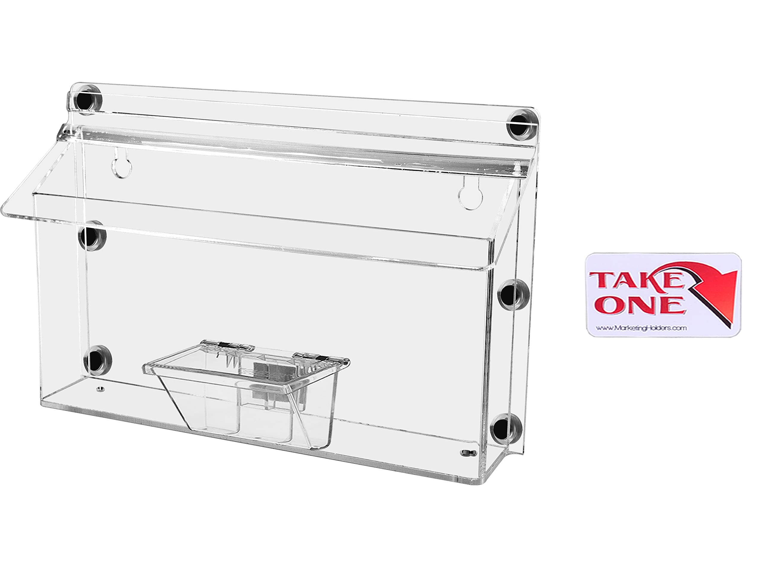 4 Pack Clear Acrylic Outdoor Brochure Holders with Metal Mount & Lid - Holds 11x4