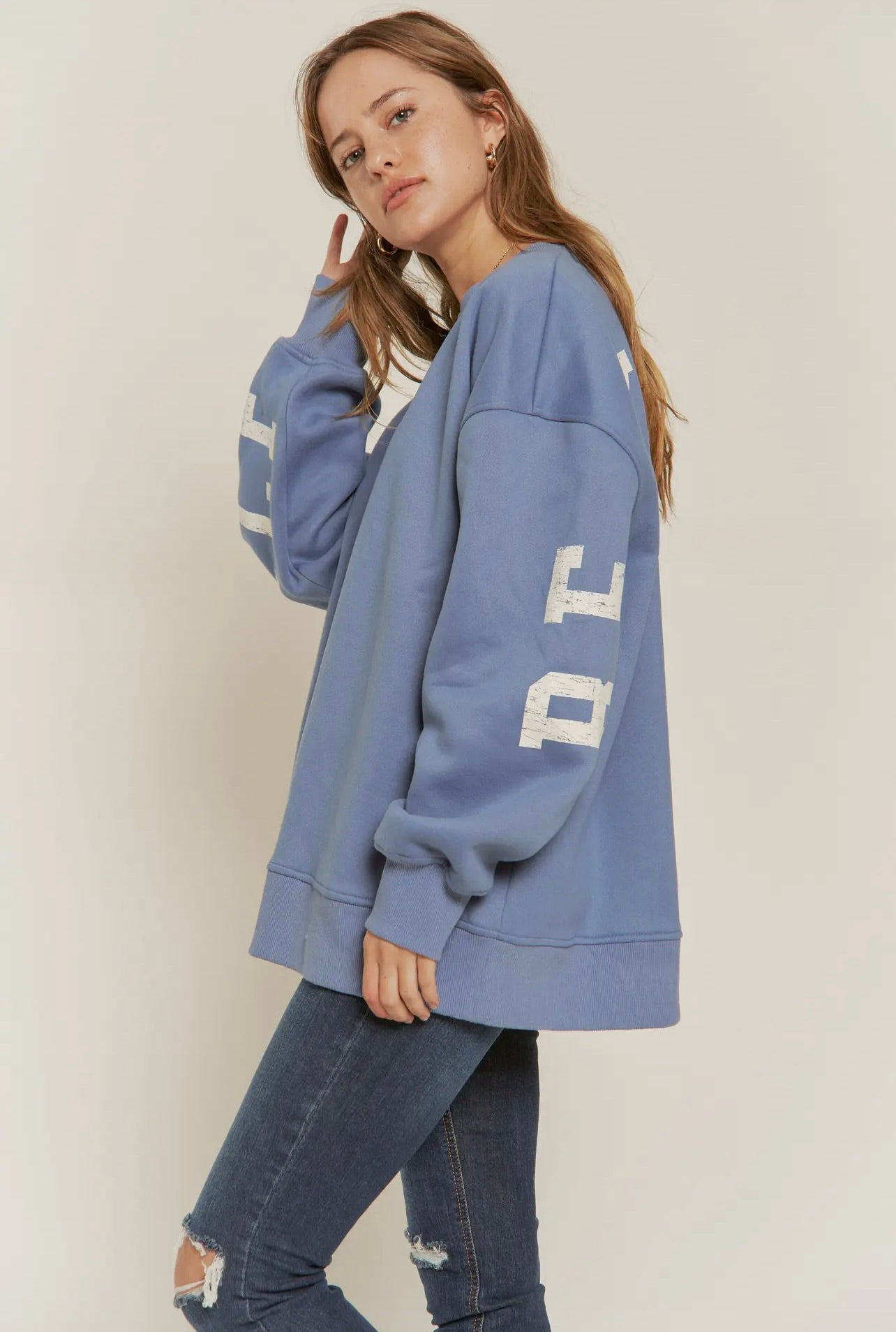 Be Yourself Oversized Sweatshirt - Light Blue | Cozy Unisex Pullover Hoodie for Casual Wear, Loungewear & Street Style